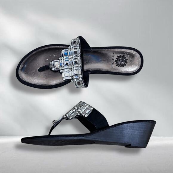 Yellow Box Shoes - Y2k bling rhinestone platform wedge